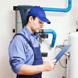 A man maintaining the plumbing system