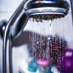 low flow of showerhead water