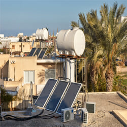 solar heaters on the roof